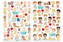 Gommettes "Bébés" - (2 planches) - 1 set (2 planches) - Gommettes Bébé : nos supports s'amuser à coller des images dès le 1er âge - 10doigts.fr - 2