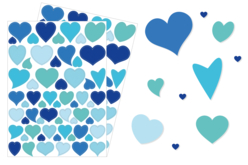 Blue Heart Stickers - 122 pcs - 1 - Heart Stickers - 10doigts.com - Heart Stickers - 10doigts.fr