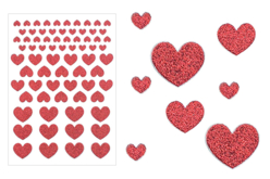 Gommettes “Coeurs à paillettes“ - Rouge - Gommettes cœur : des cœurs adhésifs pour vos activités créatives - 10doigts.fr - 2