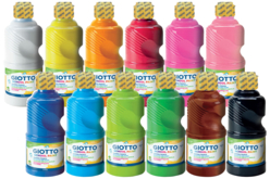 gouache qualité giotto 250 ml - Peinture gouache liquide : des couleurs vives qui s'enlèvent à l'eau - 10doigts.fr