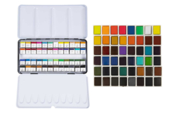 gran caja de acuarelas de medio godets - Pintura acuarela - 10doigts.fr