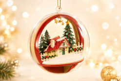 Set of 10 Transparent Christmas Balls – Wooden Village to Assemble and Decorate - Boules de Noël DIY - 10doigts.fr - 2