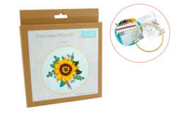 Kit broderie avec cercle en bois : Tournesol - Kits Mercerie - 10doigts.fr