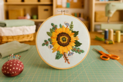 Kit broderie tout inclus : Tournesol - Kits Mercerie - 10doigts.fr - 2