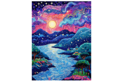 Kit diamond painting, Rivière enchantée, 30 x 40 cm - Diamond Painting : Kit complet - 10doigts.fr