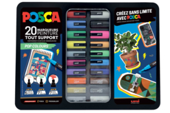 Mallette POSCA Pop colours- 20 marqueurs - Marqueurs POSCA : la référence mondiale de la peinture nomade - 10doigts.fr