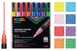 Marqueurs POSCA pointes fines - couleurs pailletées assorties - Marqueurs POSCA : la référence mondiale de la peinture nomade - 10doigts.fr