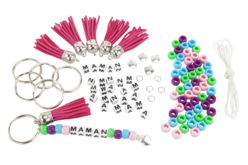 materiel Portes clefs "MAMAN" - Kit de 6 porte-clés - Bijoux et porte-clés à fabriquer pour la fête des Mères - 10doigts.fr - 2
