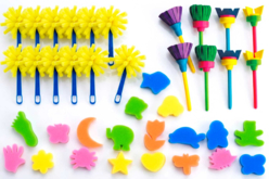 Mega lot 34 accessoires de peinture - Tampons mousse, éponges - 10doigts.fr
