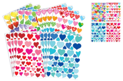 Méga set de 936 gommettes coeurs - 16 planches - Gommettes cœur : des cœurs adhésifs pour vos activités créatives - 10doigts.fr