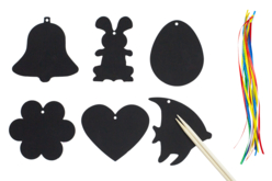 Suspensiones de Pascua en cartón para rascar - 60 pcs - Kits creativos de Pascua – 10doigts.fr