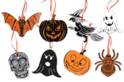 Suspensiones de Halloween para raspar - 8 formas - Cartas para rascar, para puntear – 10doigts.fr