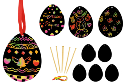 Suspensiones Huevos a raspar- 5 formas - Kits creativos de Pascua – 10doigts.fr