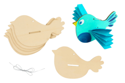 Suspensiones de pájaros de madera - 6 unidads - Suspensiones decorativas de madera – 10doigts.fr
