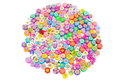 Perles animaux mignons et fleurs - environ 200 perles - Perles Pâte polymère - 10doigts.fr