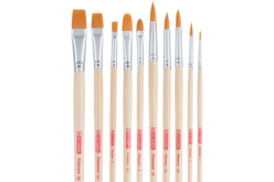 Long-handled polyester brushes - 10 pieces - Brushes and brushes for acrylic painting - 10doigts.fr