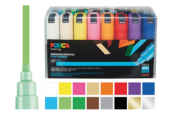 Pochette de 16 marqueurs POSCA pointes larges (4 à 8,5 mm) - couleurs vives assorties - Marqueurs POSCA : la référence mondiale de la peinture nomade - 10doigts.fr