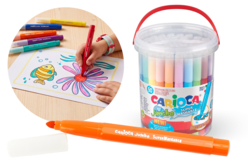 Bote de 50 rotuladores Carioca Jumbo - Feutres pointes larges : pour des coloriages éclatants et des aplats parfaits - 10doigts.fr