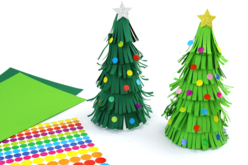 Sapin de Noël avec des bandes de papier - Papiers colorés - 10doigts.fr - 2