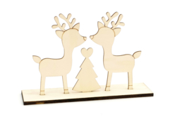 Scène de Noël rennes et sapin - Objets en bois Noël - 10doigts.fr - 2