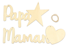 Suspensiones Papa y Mamá de madera - 2 unidads - Objetos para el escritorio – 10doigts.fr