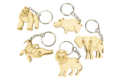 Set de 5 llaveros de madera - animales africanos - Llaveros - 10doigts.fr