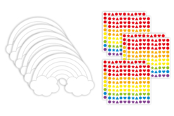 Set de 6 arcs en ciel en carte forte imprimée + 6 planches de gommettes - Kits créatifs avec gommettes : le plein d’idées pour les petits artistes - 10doigts.fr - 2