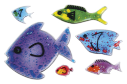 Set de 6 poissons taciles scintillants - Apprentissage et manipulation - 10doigts.fr