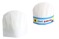 Set de 6 toques de chef en non tissé blanc - taille enfant ajustable  - Objets pour la cuisine à personnaliser pour votre décoration - 10doigts.fr - 2