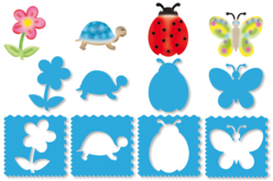 Set de 8 pochoirs 10 DOIGTS Multi fonctions 3 en 1 : PRINTEMPS - Pochoirs animaux : l’accessoire idéal pour créer vos univers sauvages - 10doigts.fr - 2