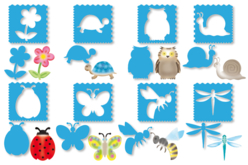 Set de 8 pochoirs + 8 tracettes : PRINTEMPS - Pochoirs animaux : l’accessoire idéal pour créer vos univers sauvages - 10doigts.fr