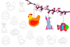 suspensiones en cartón fuerte pascua - Kits creativos de Pascua - 10doigts.fr