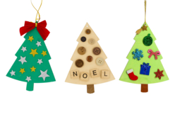 Suspensions sapins en bois à decorer - Suspensions décoratives en bois - 10doigts.fr - 2