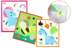 tableau carte à sabler animaux - Sables colorés - 10doigts.fr