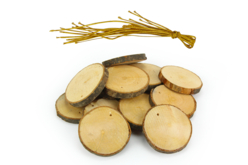 Suspensiones de rodajas de madera + cordones - 12 unidads - Decoraciones de Navidad de madera – 10doigts.fr
