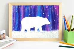Yvan el oso blanco y las auroras boreales - Pintura en relieve - 10doigts.fr