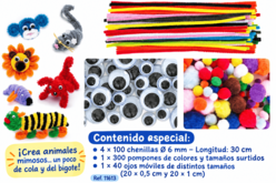 OFERTA ESPECIAL: 4 bolsas de 100 limpiapipas + 1 bolsa de 300 pompones + 1 bolsa de 40 ojos móviles - Limpiapipas - 10doigts.fr