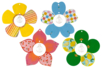 4 flores de madera para colgar con diamante - Suspensiones decorativas de madera – 10doigts.fr