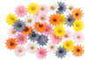 Flores de tela - 36 unidads colores surtidos - Flores y hojas decorativas – 10doigts.fr