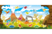 Kit mural de dinosaurios con pegatinas - Gomets historias y decoraciones – 10doigts.fr