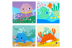 Kit 4 tableaux gommettes mosaïques  - Animaux marins - Novedades 2026 – 10doigts.fr