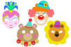 Máscaras circo en cartón fuerte prediseñado - 4 unidads - Máscaras carnaval – 10doigts.fr