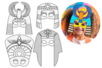 Máscaras egipcias para colorear - 4 unidads - Máscaras para colorear – 10doigts.fr