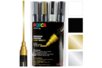 Estuche de 4 marcadores POSCA puntas medianas (1,8 a 2,5 mm): oro, plata, negro, blanco - Marcadores POSCA: la referencia mundial de la pintura nómada – 10doigts.fr