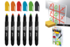 Set de 6 rotuladores de punta gruesa para vidrio y ventanas - colores vivos - Crayones de cera – 10doigts.fr
