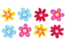 Motivos flores de madera decoradas - 8 unidads - Deco de madera pintada - 10doigts.fr