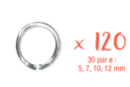 Anillos redondos plateados (30 por Ø : 5, 7, 10, 12 mm) - 120 pcs - Anillos, clavos - 10doigts.fr