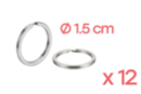 Anillos rotos Ø 1,5 cm - 12 unidads - Llaveros 11295 - 10doigts.fr