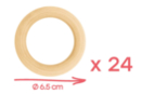 Anillos de madera natural de 6,5 cm - 24 unidads - Abalorios Madera 05658 - 10doigts.fr