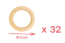 Anillos de madera Ø 4 cm - 32 unidads - Abalorios Madera 38273 - 10doigts.fr